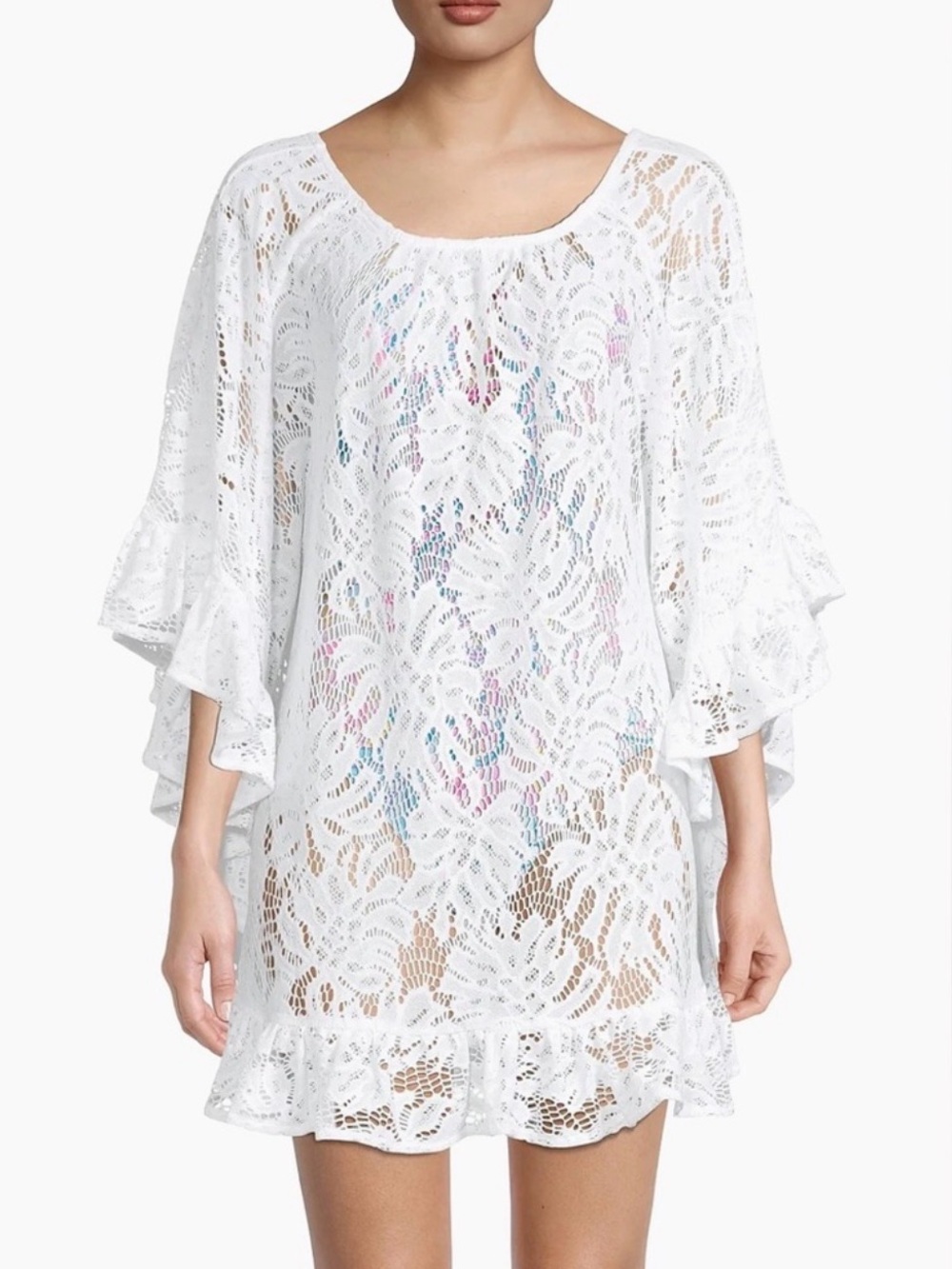 Lilly Pulitzer White Lace Atley Ruffle Swimwear Cover-Up